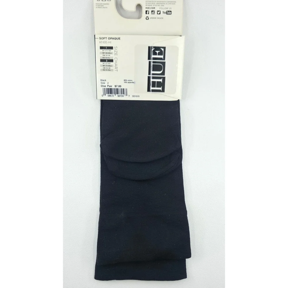 Hue Soft Opaque Knee-Hi Socks Lot of 3 Black Comfort Top Size 1 & 2 Plus DD1015